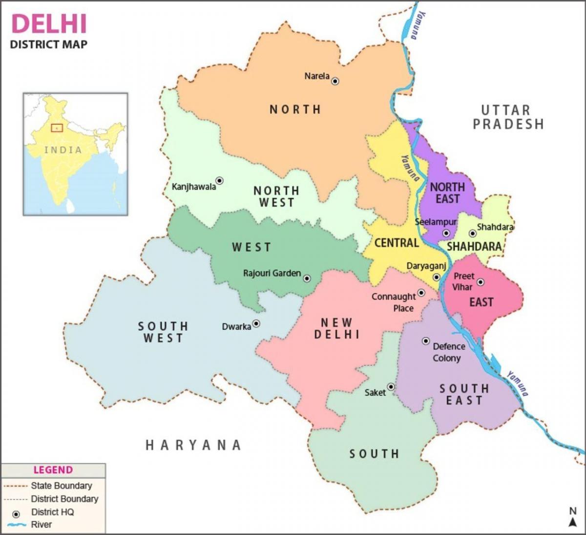 Mappa del distretto di Nuova Delhi