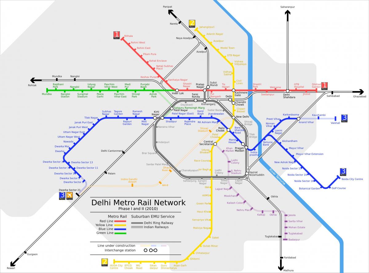 Mappa dei trasporti di Nuova Delhi