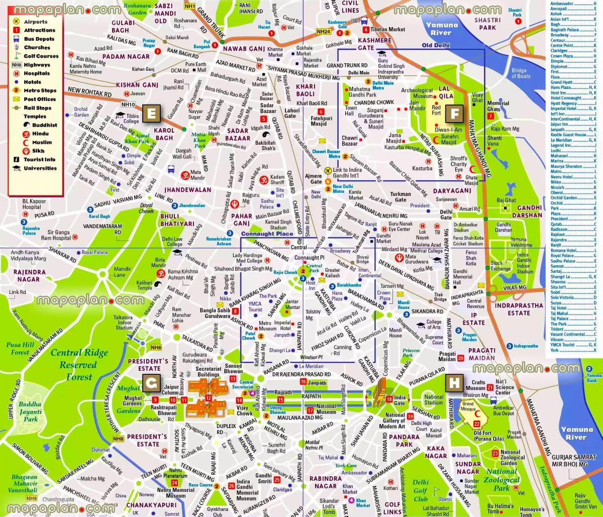 Mappa del centro di Nuova Delhi