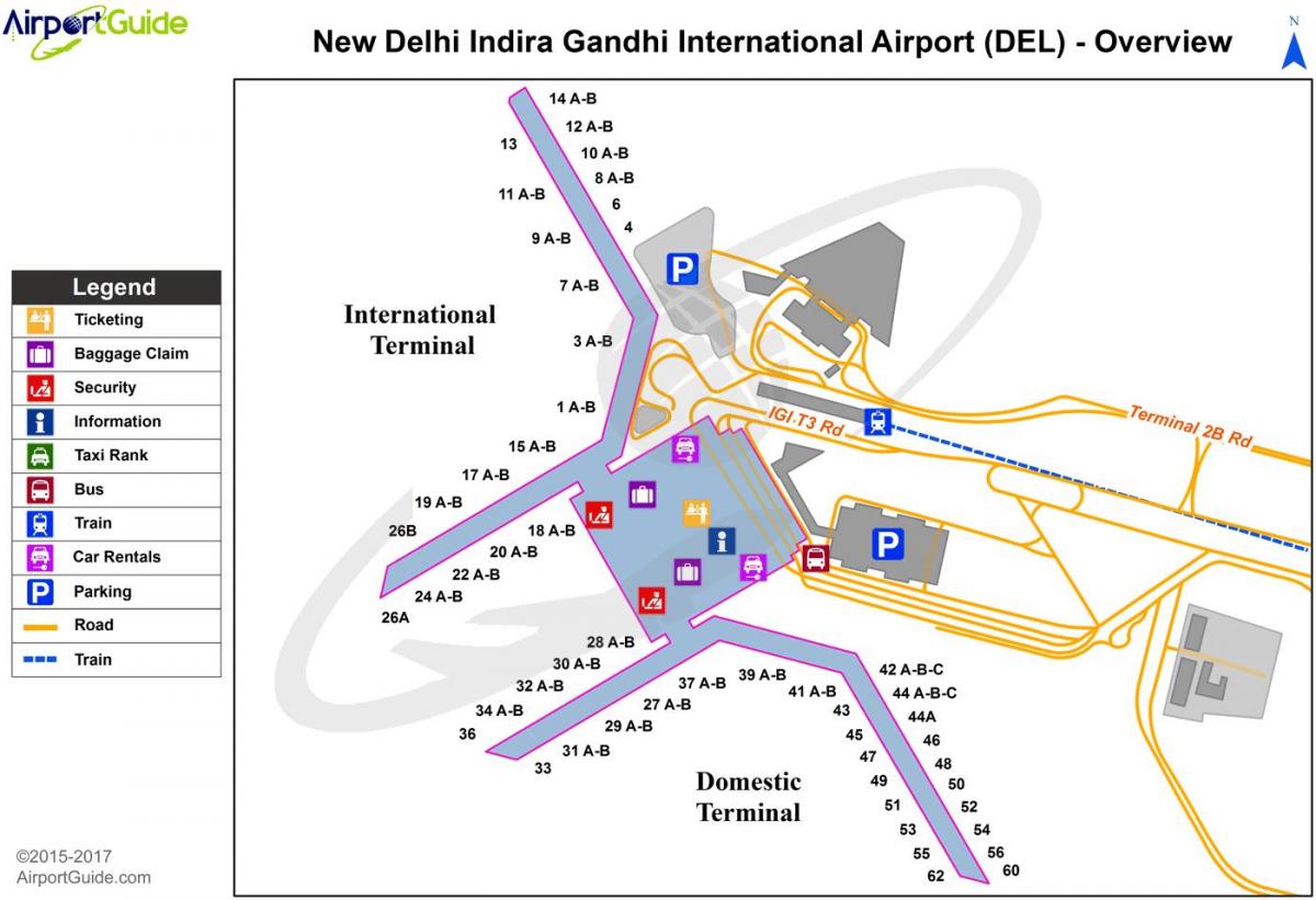 Mappa del terminal dell'aeroporto di Nuova Delhi