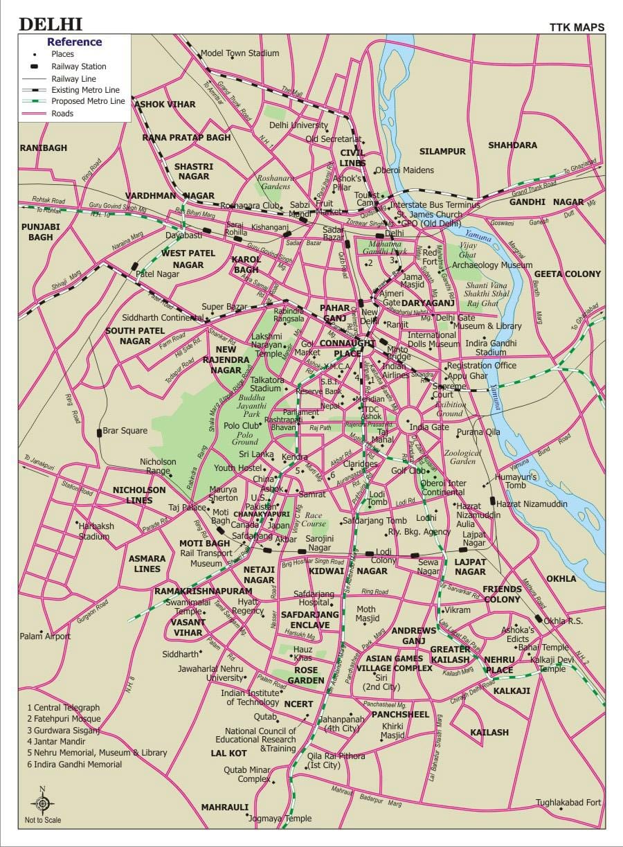 Mappa delle strade di Nuova Delhi